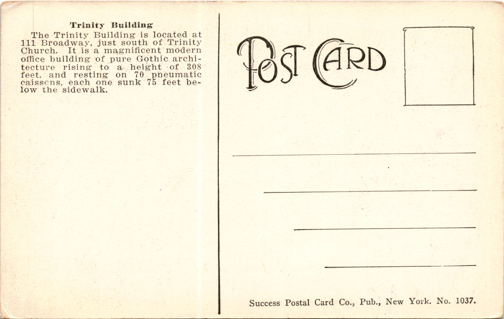 Back of Postcard