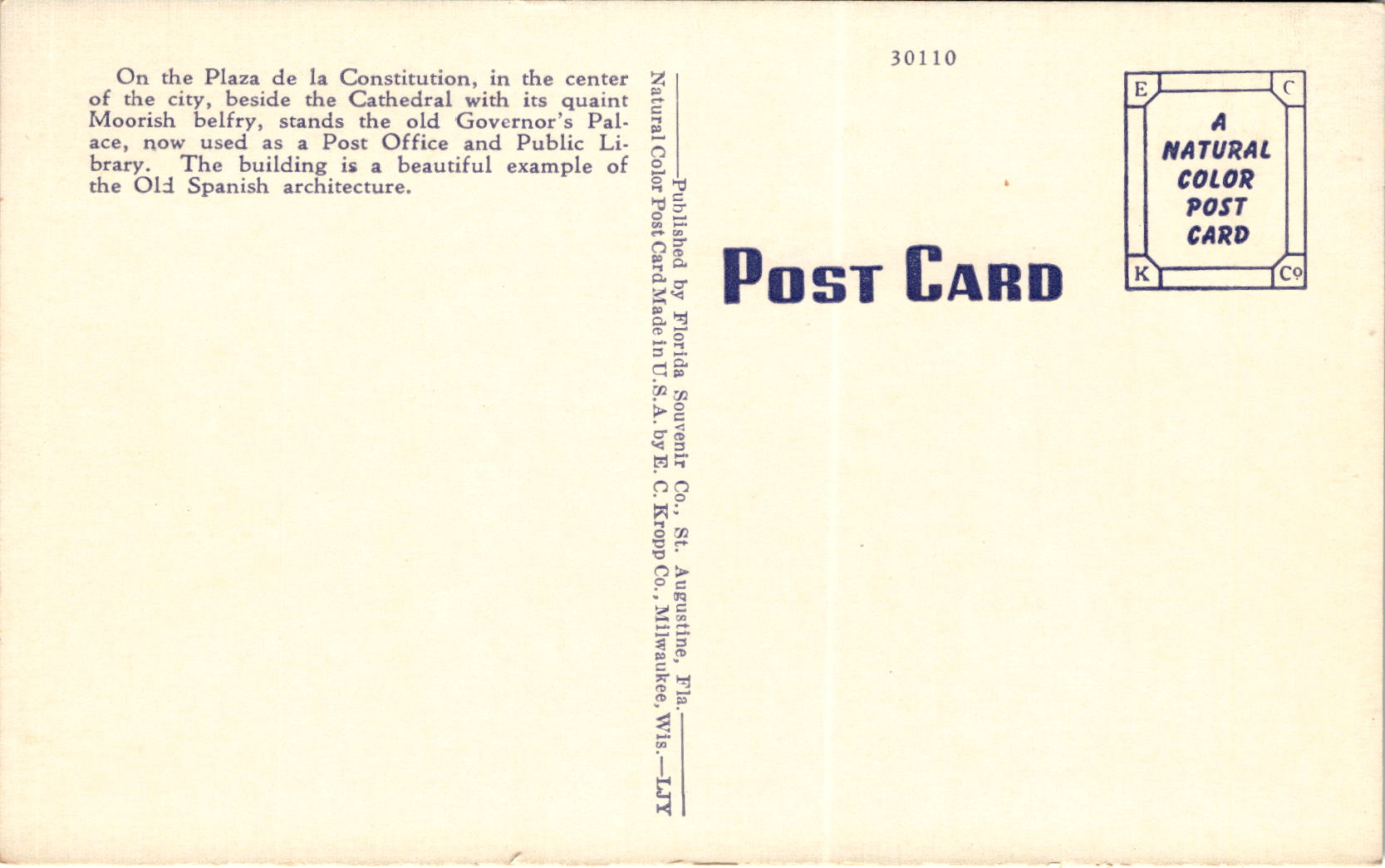 Back of Postcard