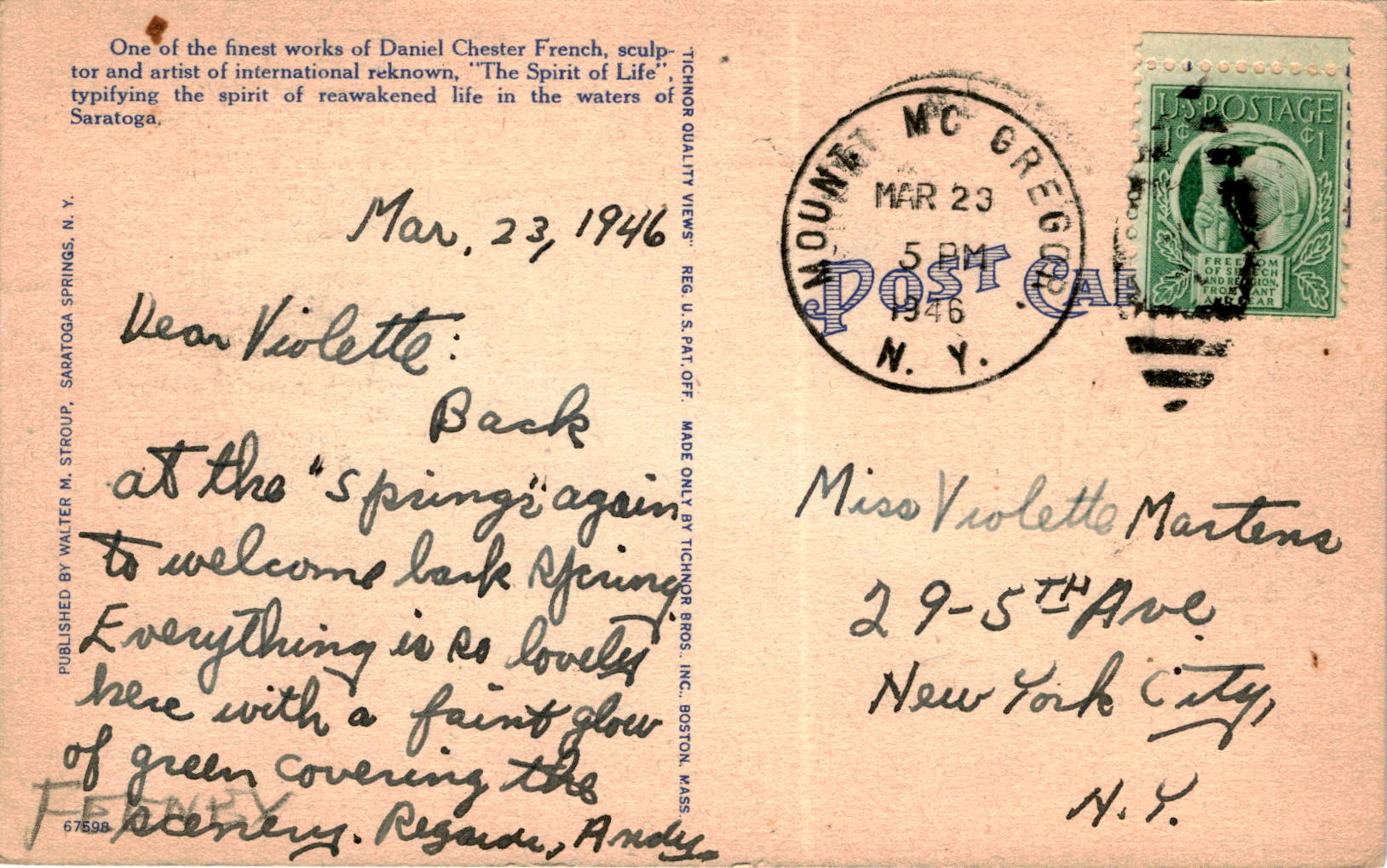 Back of Postcard