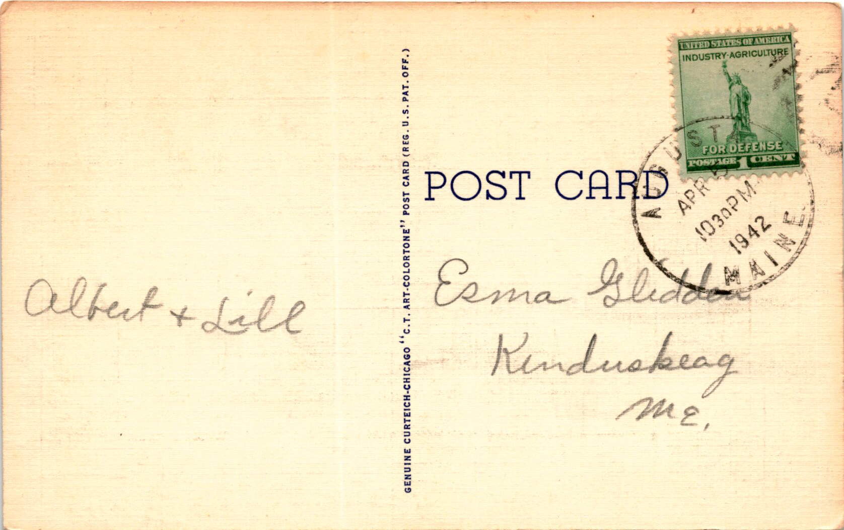 Back of Postcard