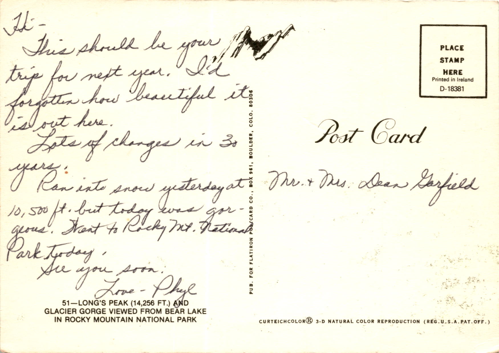 Back of Postcard