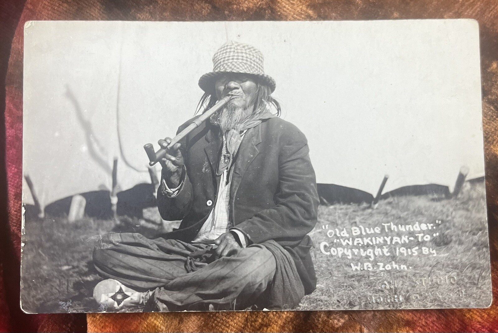 Old Blue Thunder Wakinyan-To Native Scout 1915 Real Photo Postcard