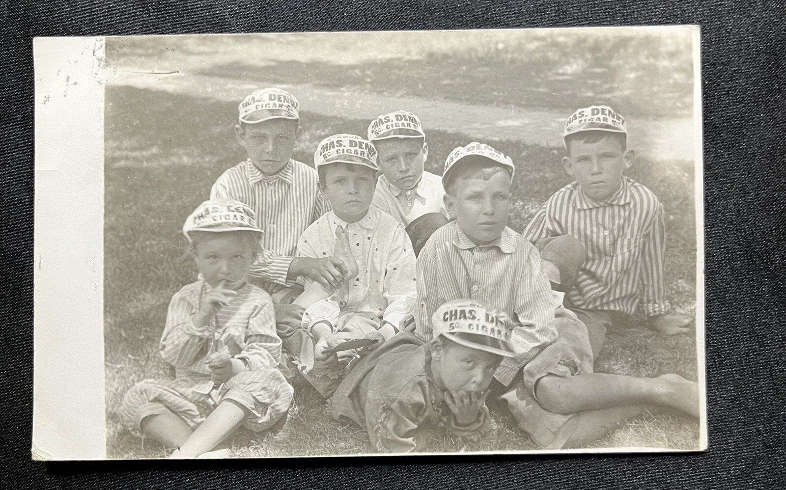 Norman Oklahoma Charles Denby Cigar Kids In Hats Real Photo Postcard