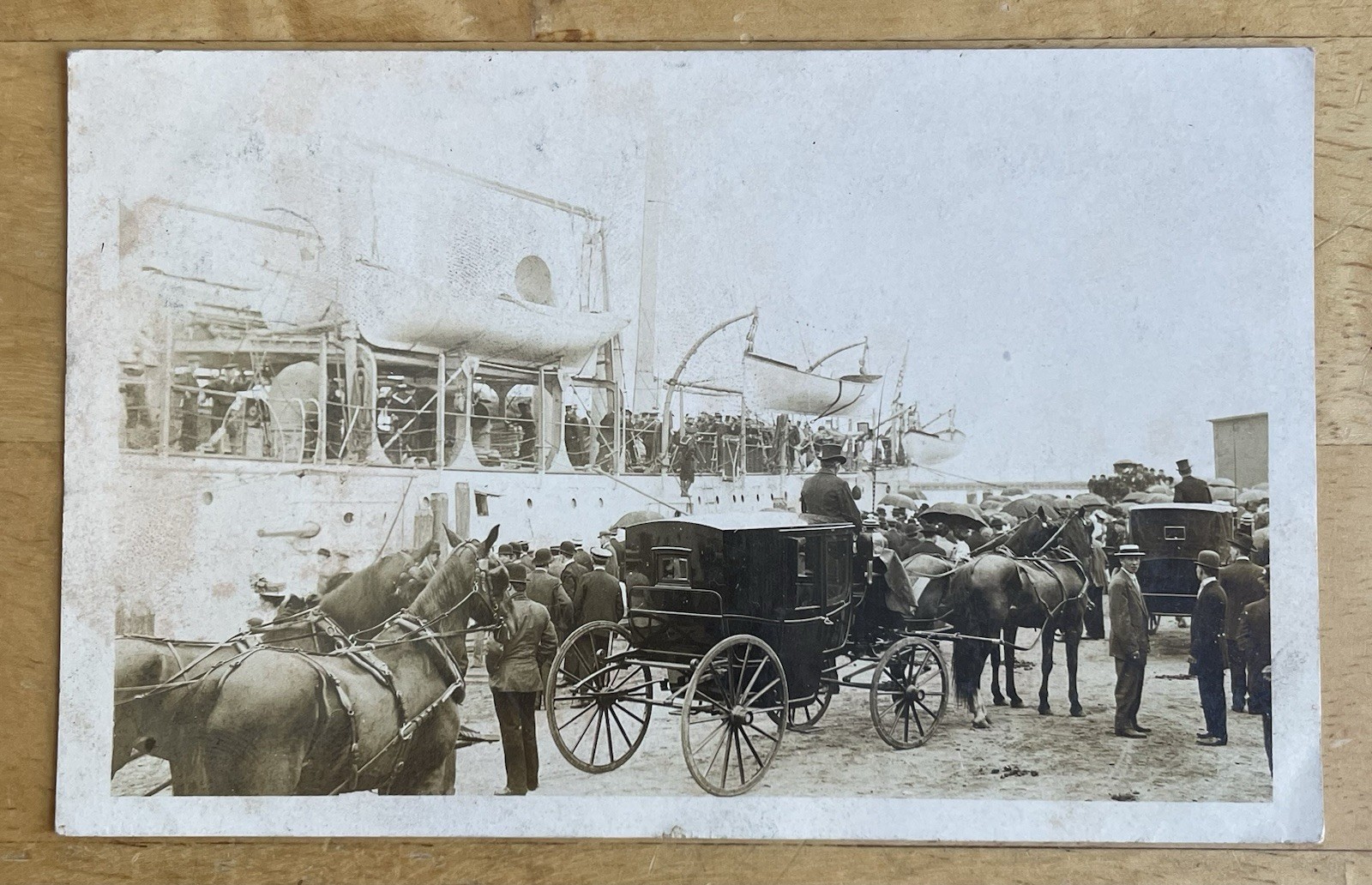 Waukegan Illinois Lake County Passenger Ship Loading Lake Michigan Docks Real Photo Postcard