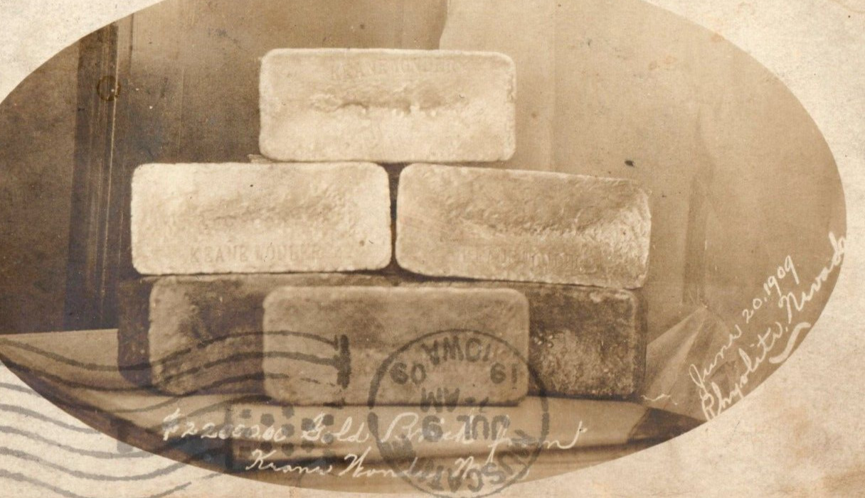 Rhyolite Nevada Keane Wonder Mine Gold Bricks 1909 Real Photo Postcard