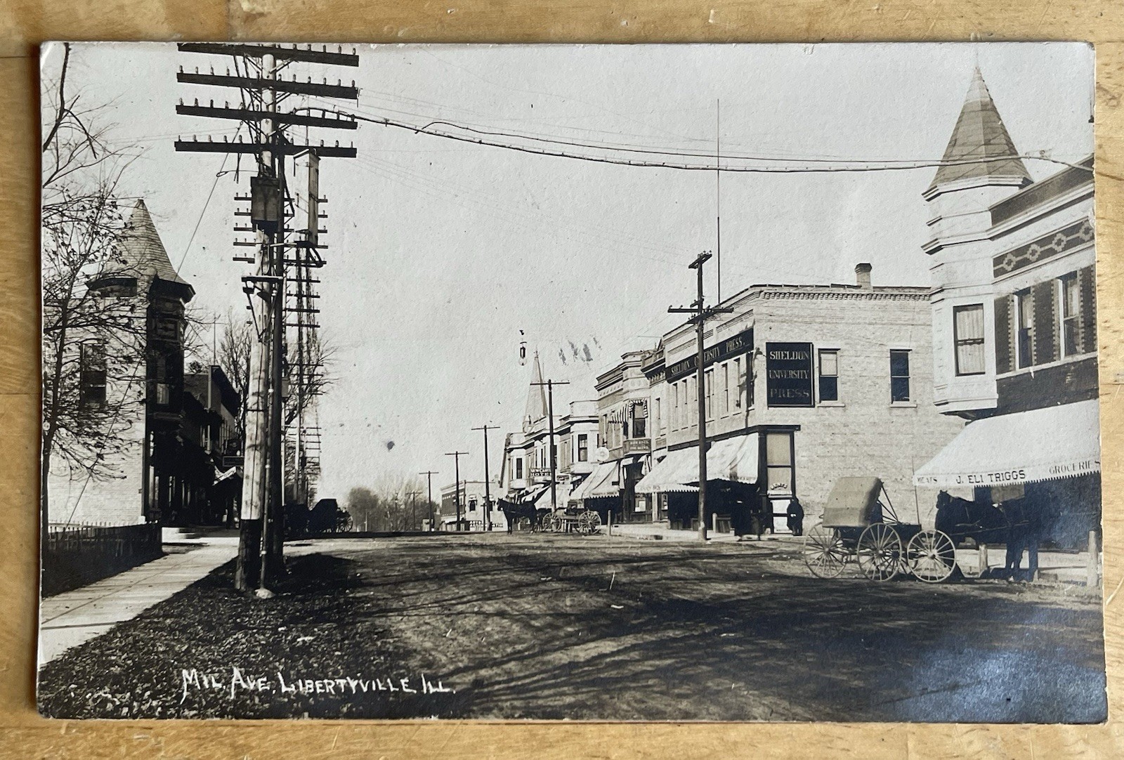 Libertyville Illinois J. Eli Triggs Grocery Store On Milwaukee Avenue Real Photo Postcard