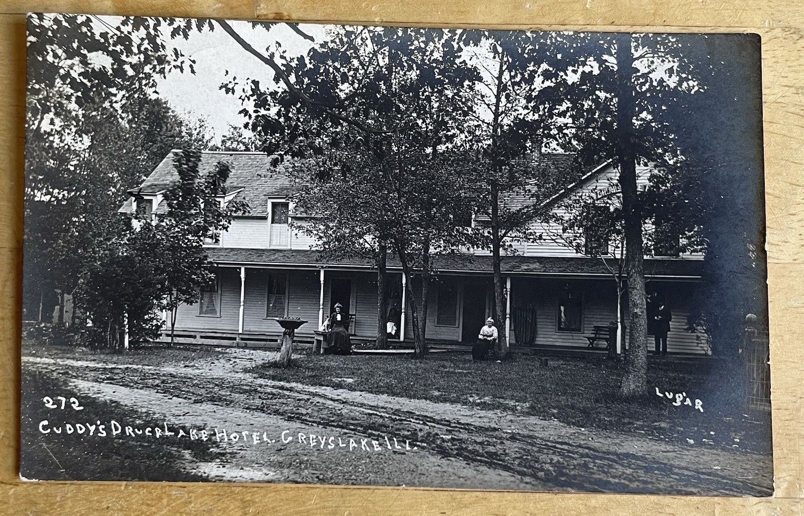 Grayslake Illinois Lake County Cuddy’s Druce Lake Hotel Exterior Lugar Real Photo Postcard