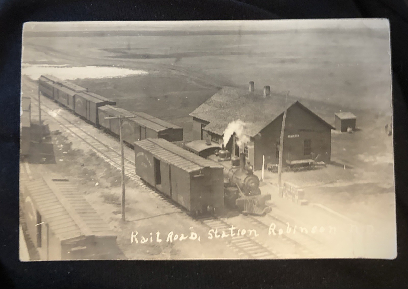 Robinson North Dakota Railroad Depot Station Ghost Town Real Photo Postcard