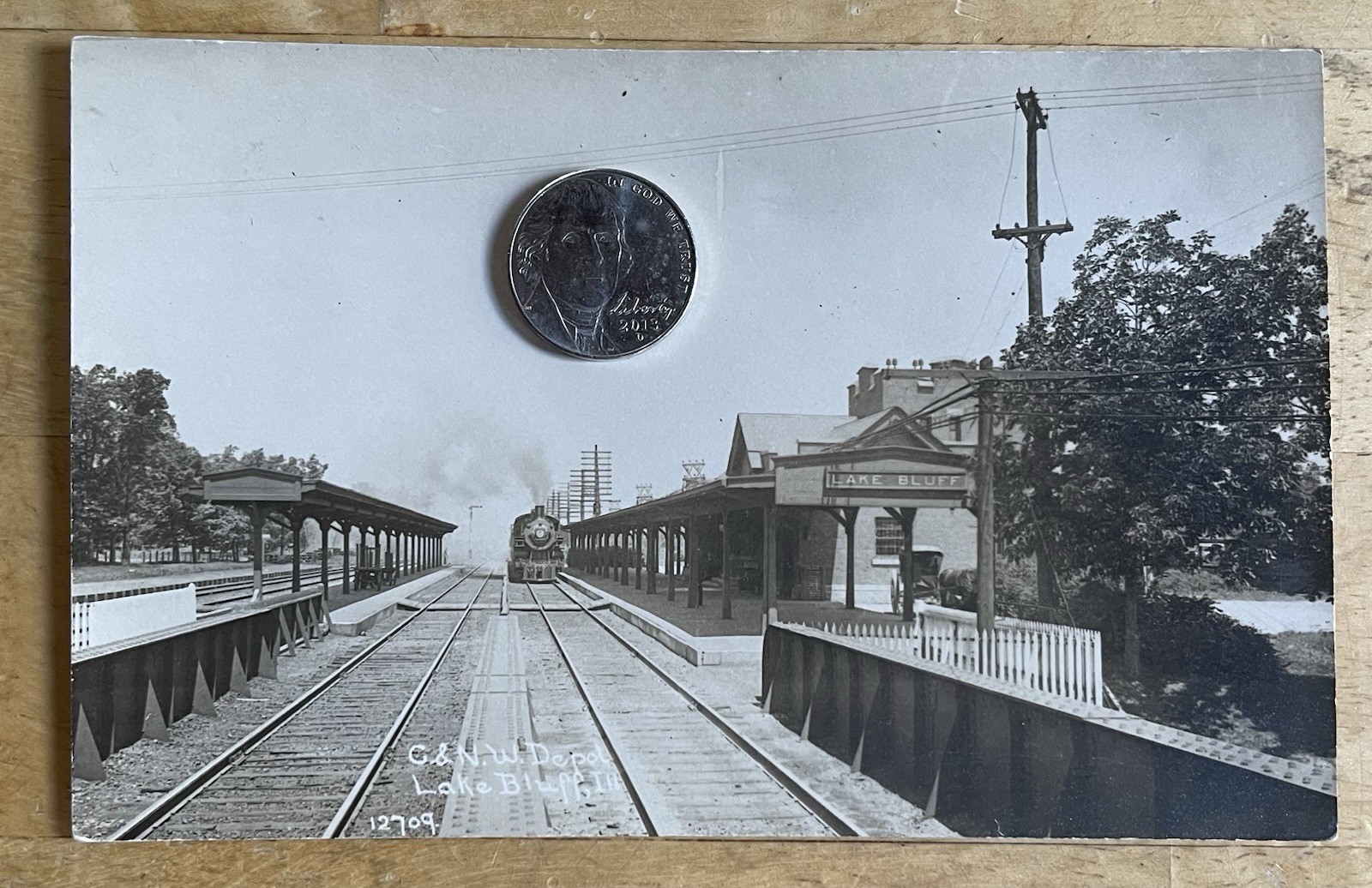 Lake Bluff Illinois Chicago & Northwestern Depot Real Photo Postcard