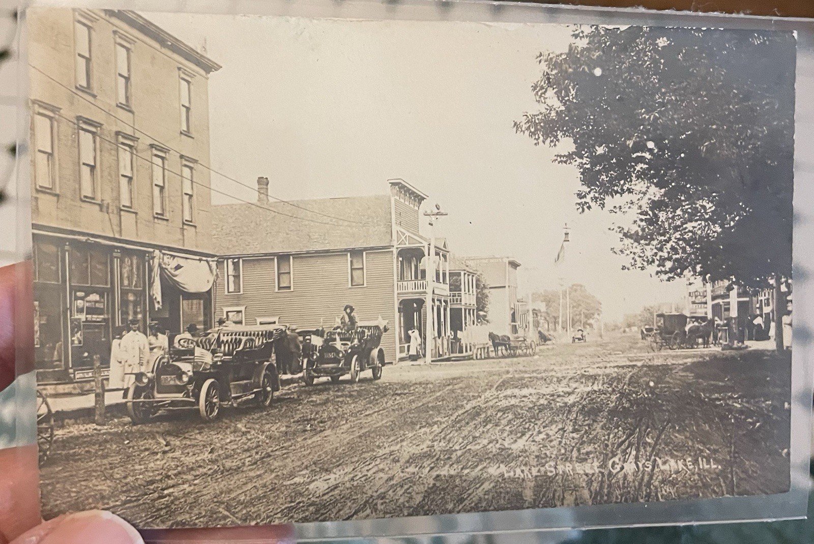 Grayslake Illinois Lake County Businesses On Lake Street Real Photo Postcard