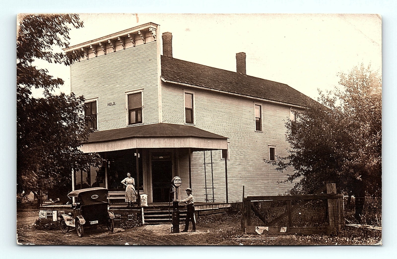 Illinois General Store Sweney Gasoline Pump Model T Car 1922 Real Photo Postcard