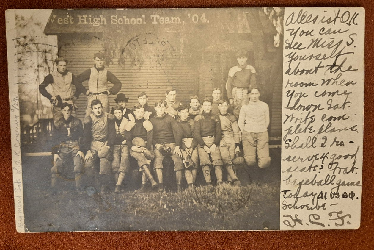 Wisconsin West High School Baseball Team 1904 Real Photo Postcard