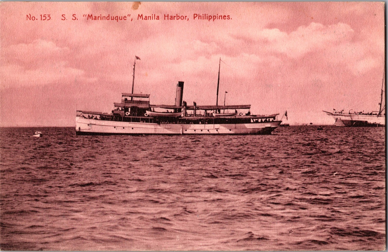 Manilla Harbor Philippines SS Marinduque Ship Real Photo Postcard