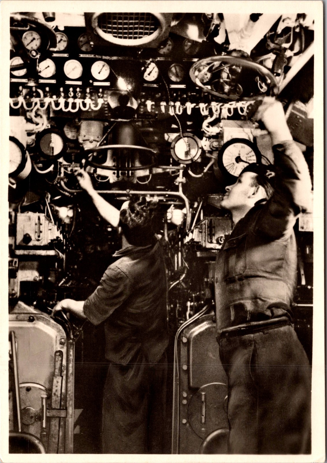 Germany World War 2 U Boat Submarine Engine Room Real Photo Postcard