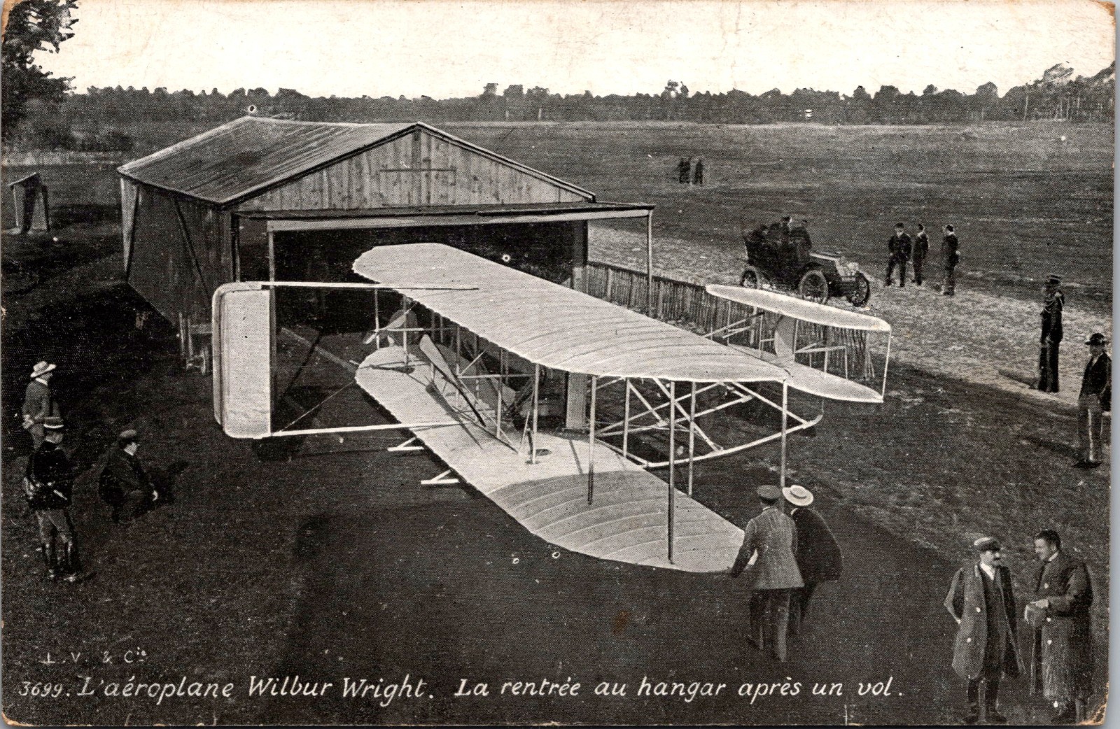 France Aviation Wilburg Wright Motor Airplane Hangar Real Photo Postcard