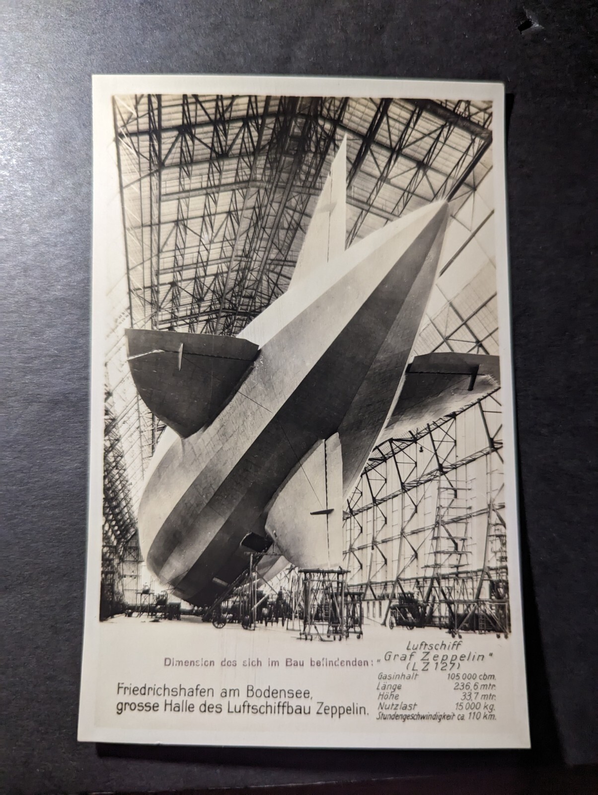 Germany LZ 127 Graf Zeppelin In Hangar Bay Real Photo Postcard