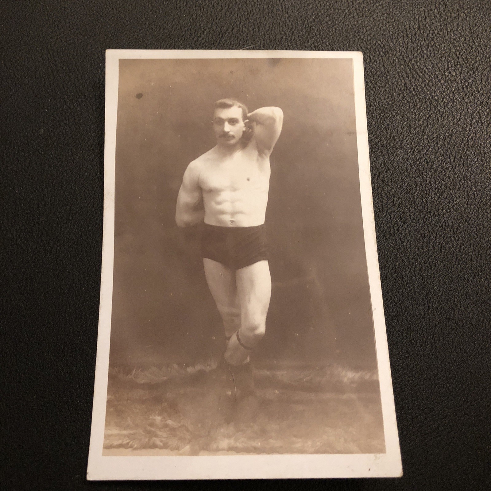 Studio Strongman Weightlifter 1915 Real Photo Postcard