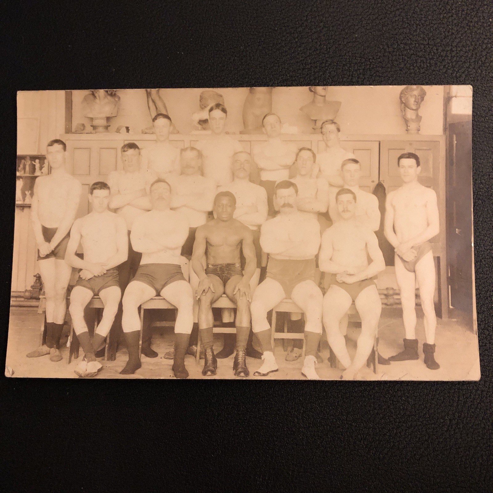 African American Black Wrestlers Bodybuilders Strongman With Bare Muscles 1910 Real Photo Postcard