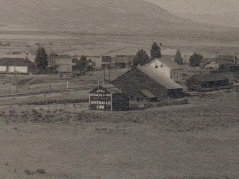 Montague California Levi Strauss Advertisement Railroad Tracks Real Photo Postcard