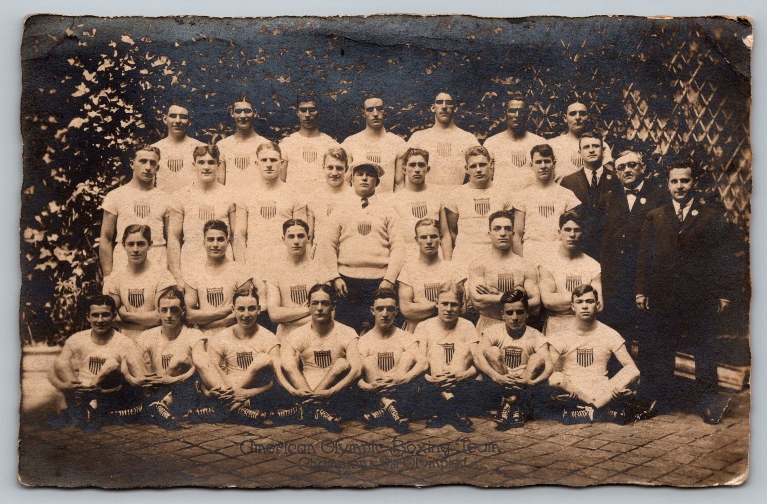 Paris American Olympic Boxing Team Champions VIII Olympiad 1924 Real Photo Postcard