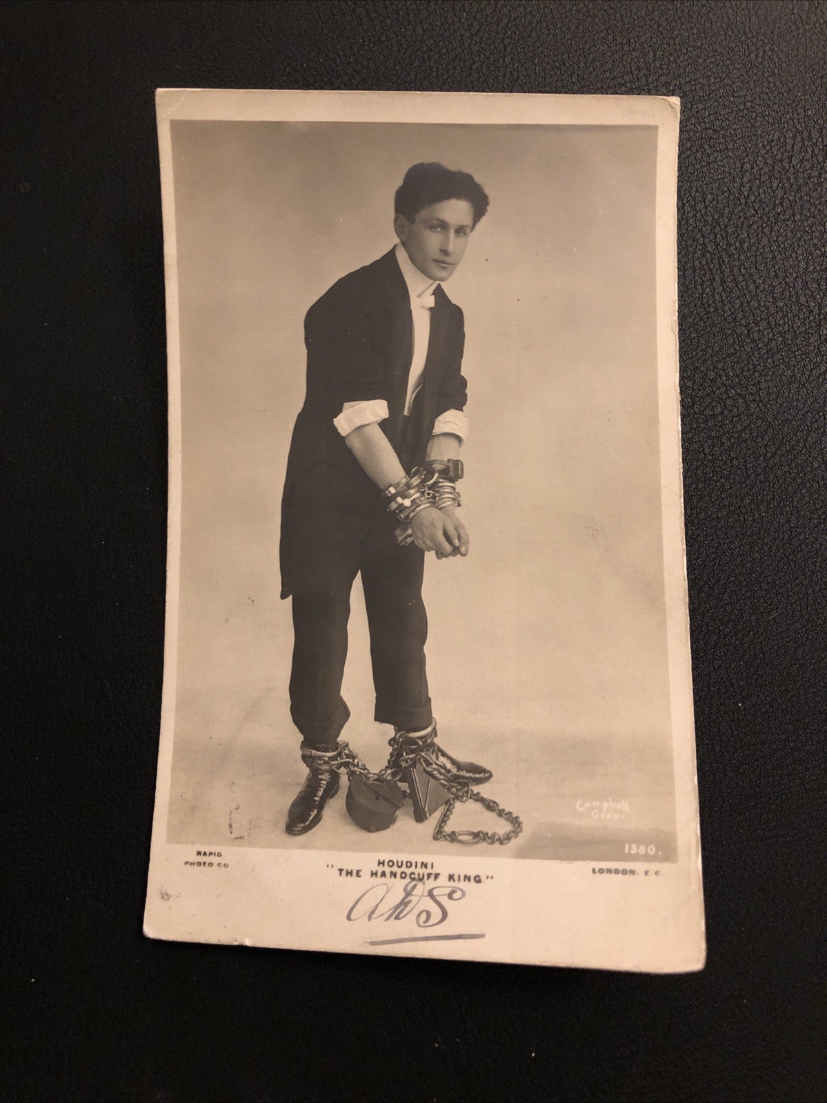 Harry Houdini Escape Artist The Handcuff King Circus Leg Iron 1904 Real Photo Postcard
