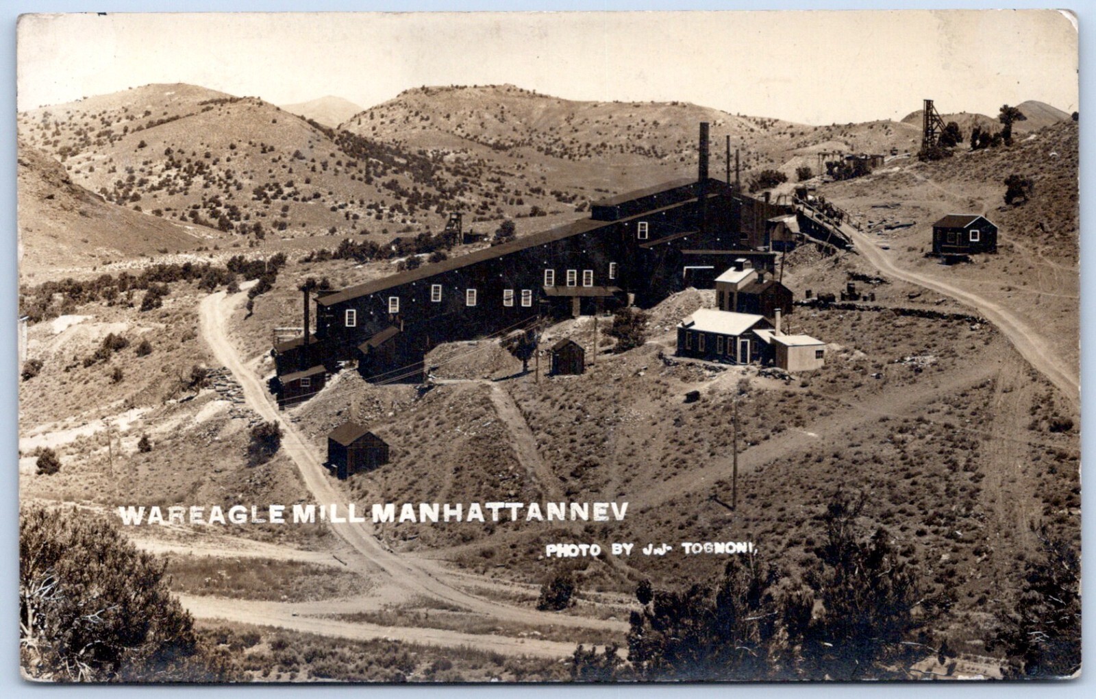 Manhattan Nevada Nye County War Eagle Mill Gold Mine Real Photo Postcard