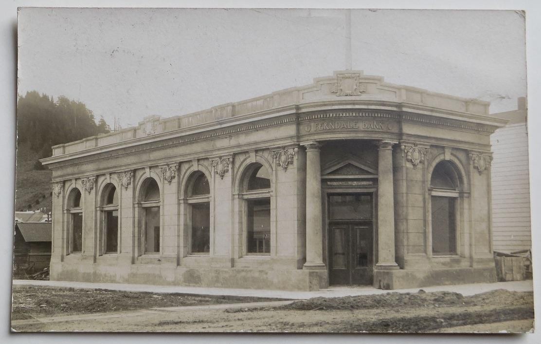 Ferndale Humboldt County Bank 1911 Real Photo Postcard