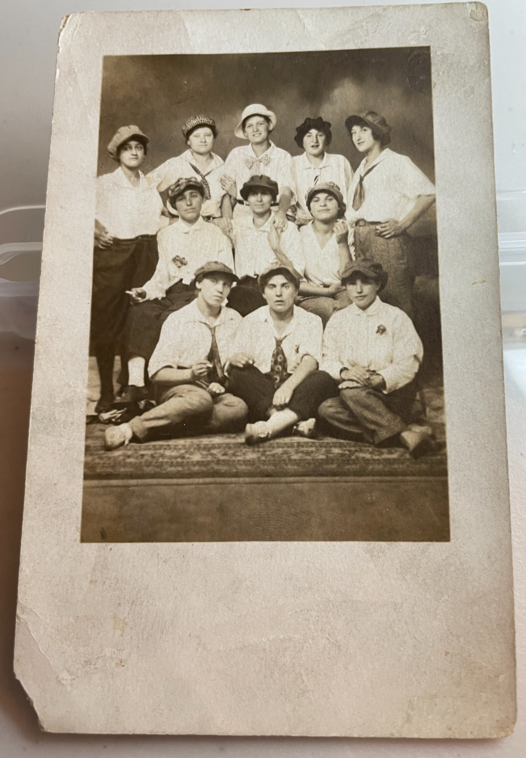 Bloomer Girls Baseball Team Smoking Cigarettes AZO Real Photo Postcard