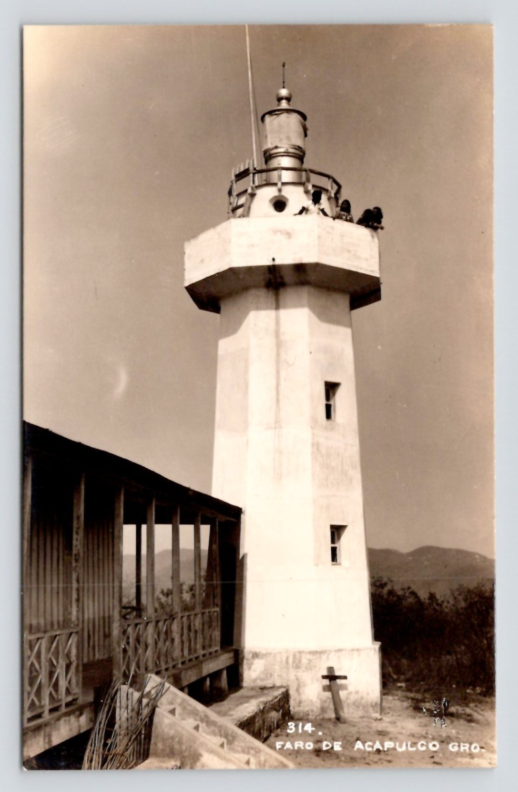 Faro de Acapulco Mexico Lighthouse 1950 Yáñez Real Photo Postcard