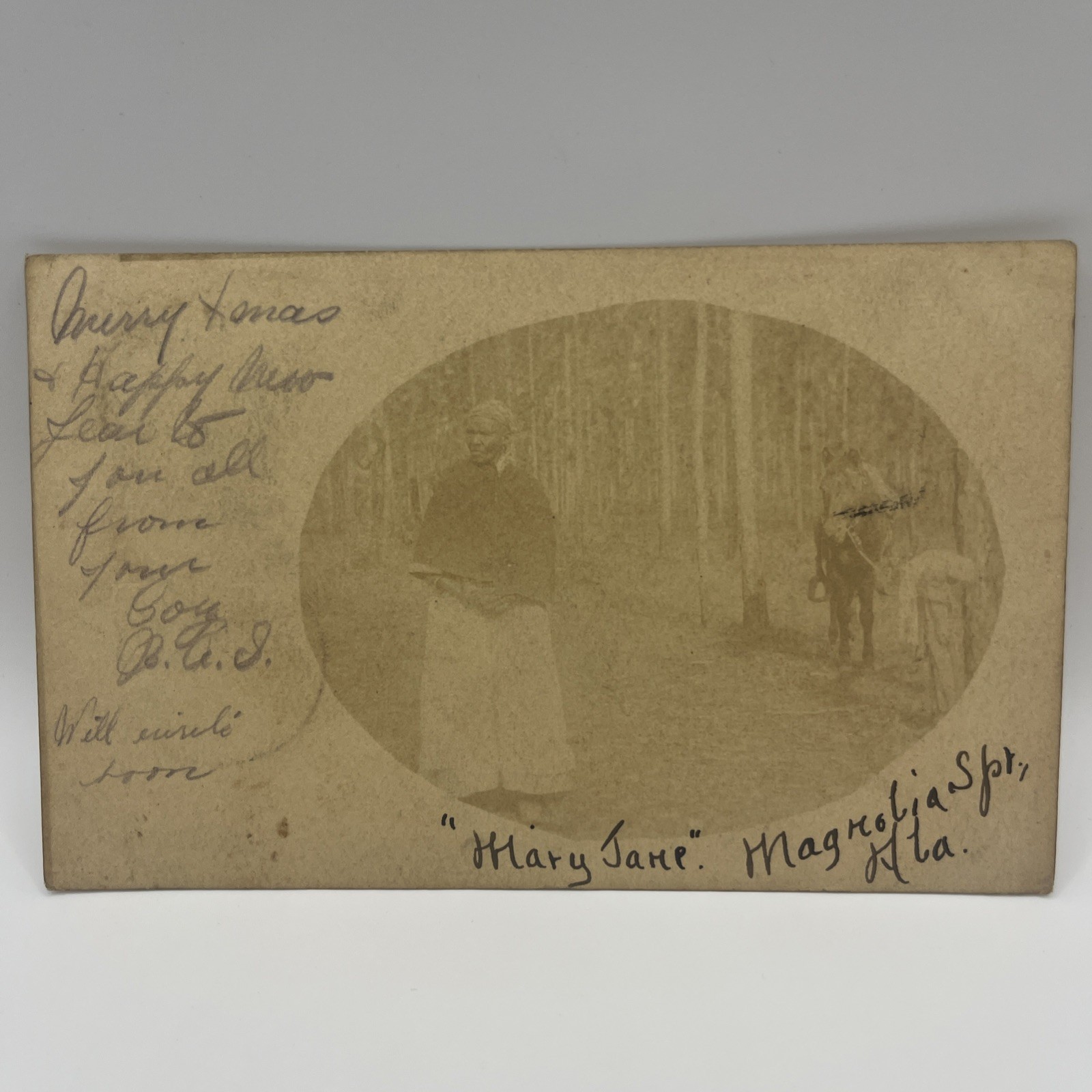 Magnolia Springs Alabama Mary Jane With Horse Real Photo Postcard