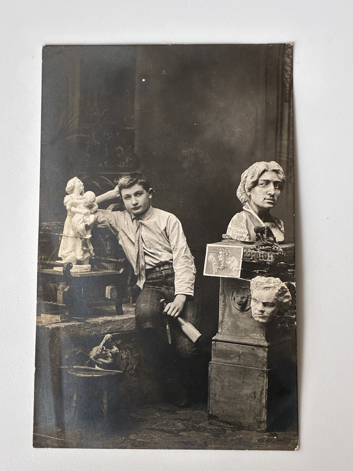 Chicago Stanislav Szukalski Sculptor Studio Art Real Photo Postcard