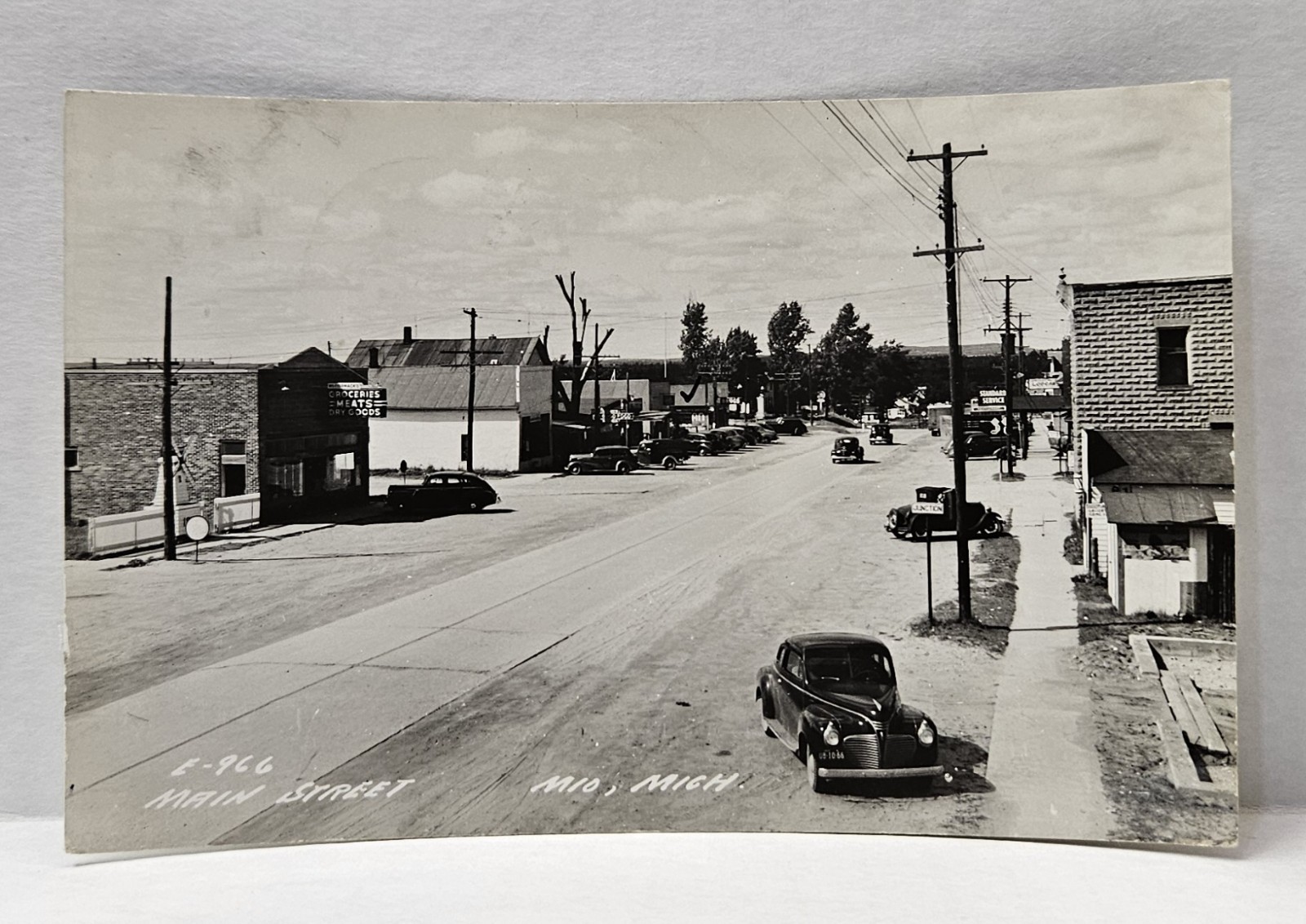 Mio Michigan Main Street 1945 Real Photo Postcard