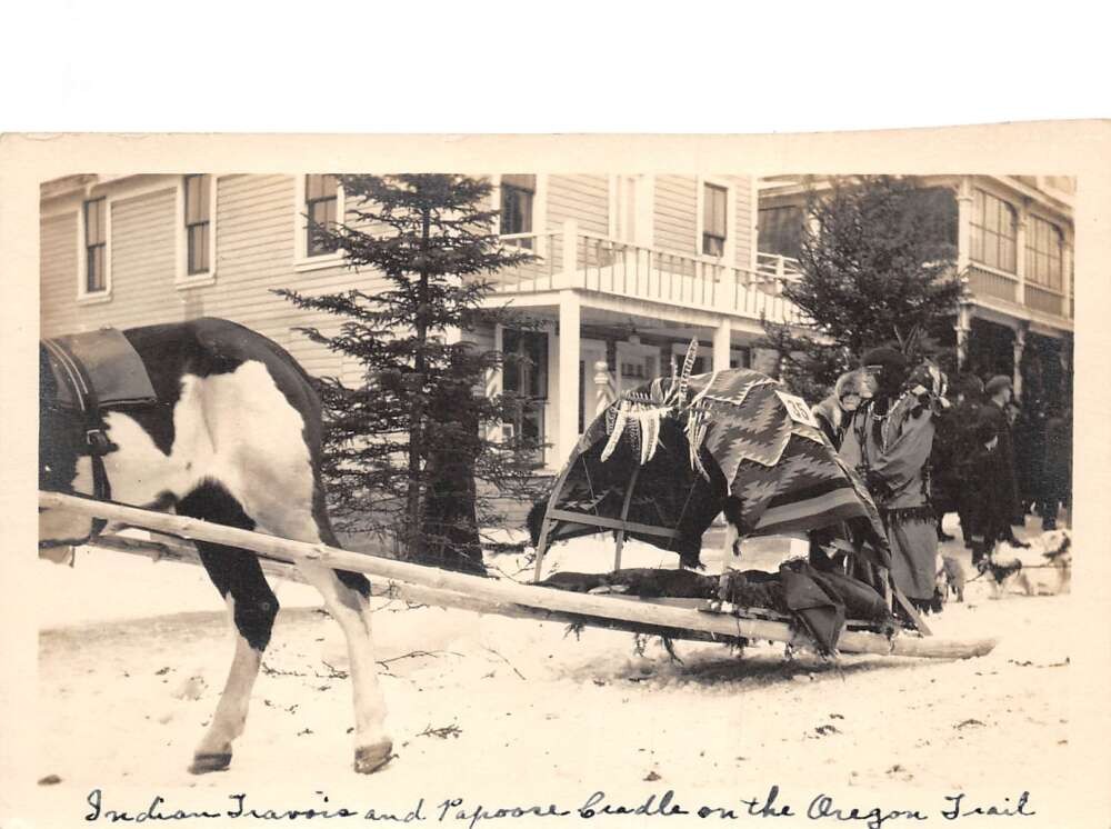 Saranac Lake New York Indian Papoose Cradle Oregon Trail Real Photo Postcard