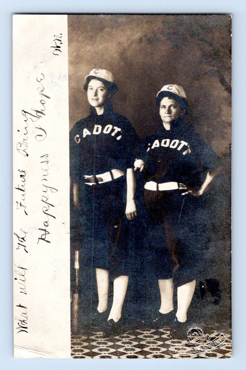 Cadott Wisconsin Women Baseball Players 1907 Real Photo Postcard