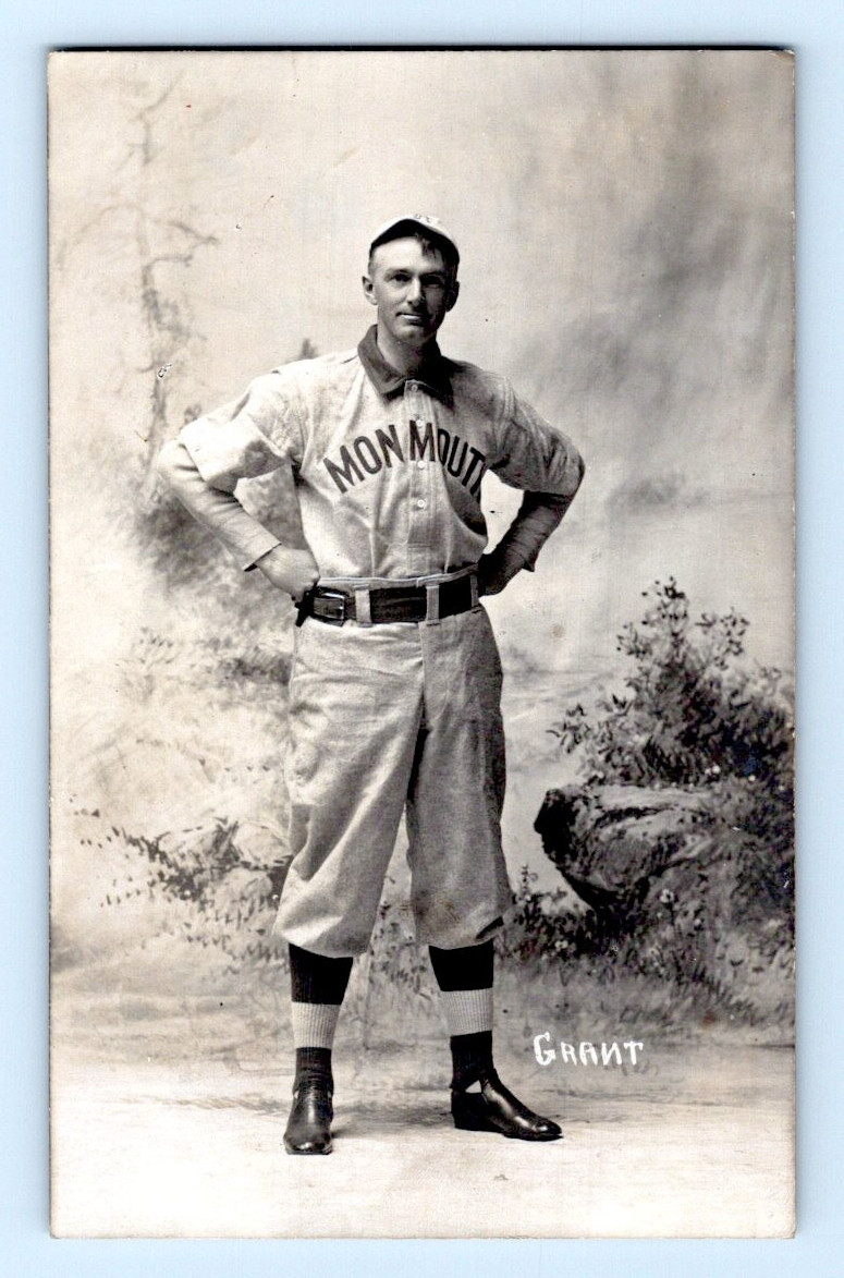 Monmouth Illinois Baseball Player Grant 1908 Real Photo Postcard
