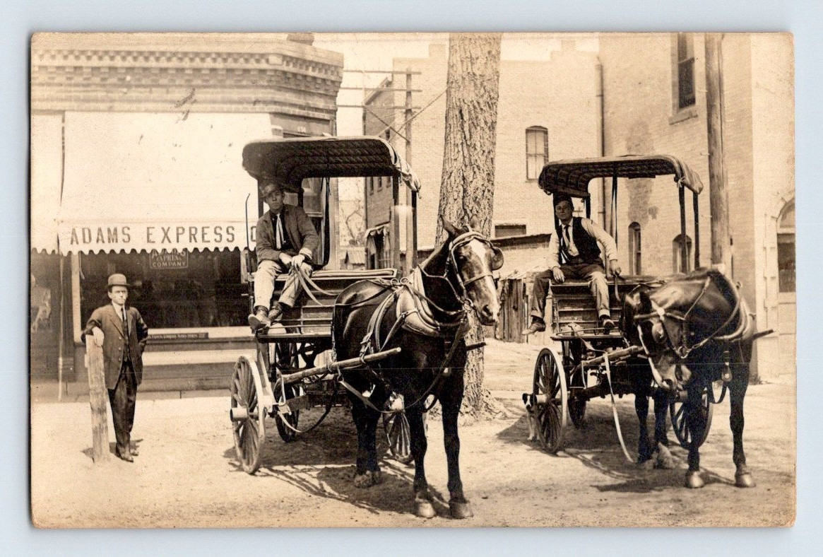 Longmont Colorado Adams Express Co. Horse Drawns 1907 Real Photo Postcard