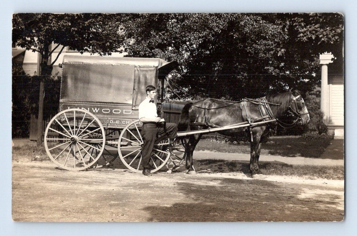 Linwood New Jersey D.E. Chase Bakery Dairy Horse Drawn 1907 Real Photo Postcard