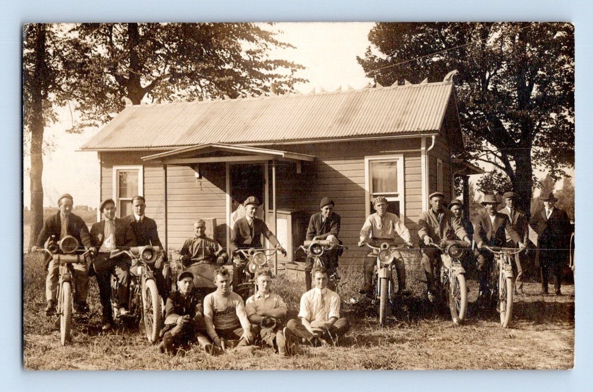 Huntington Indiana Motorcycle Club 1910 Real Photo Postcard