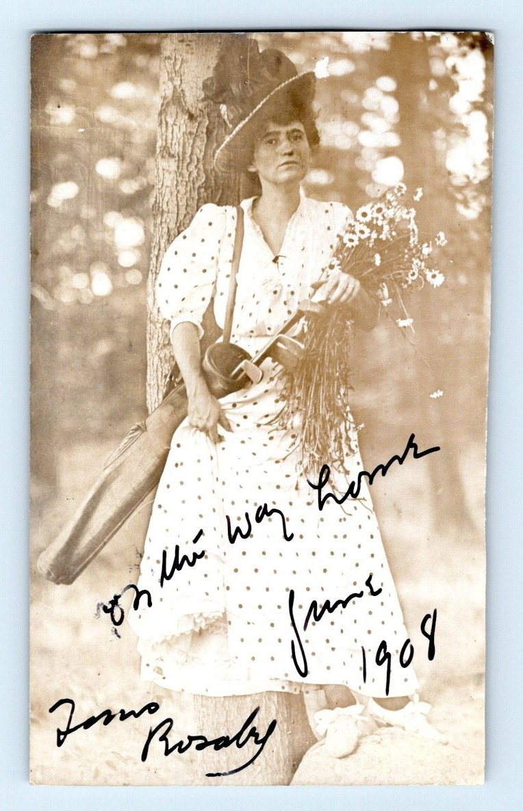 Woman Golfer 1908 Real Photo Postcard