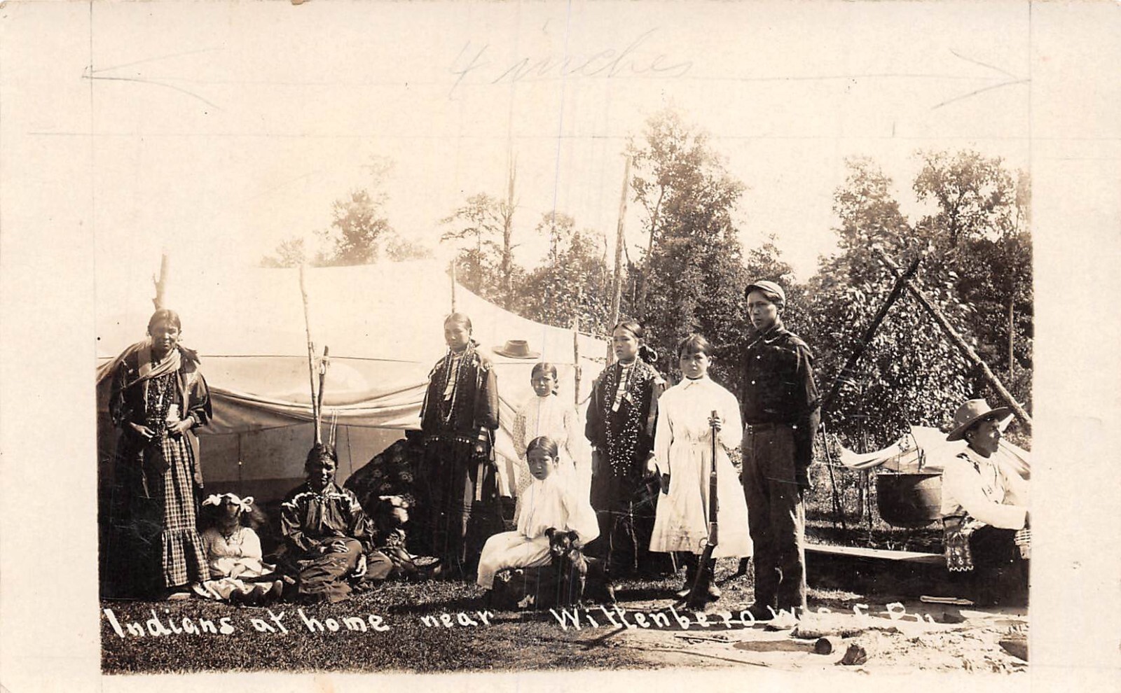 Wittenberg Wisconsin Native Americans At Home 1910 Real Photo Postcard