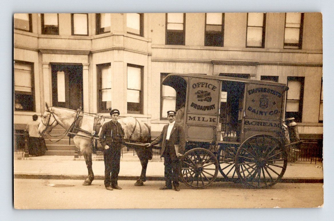Manhattan New York Empire State Dairy Horse Drawn Delivery 1907 Real Photo Postcard