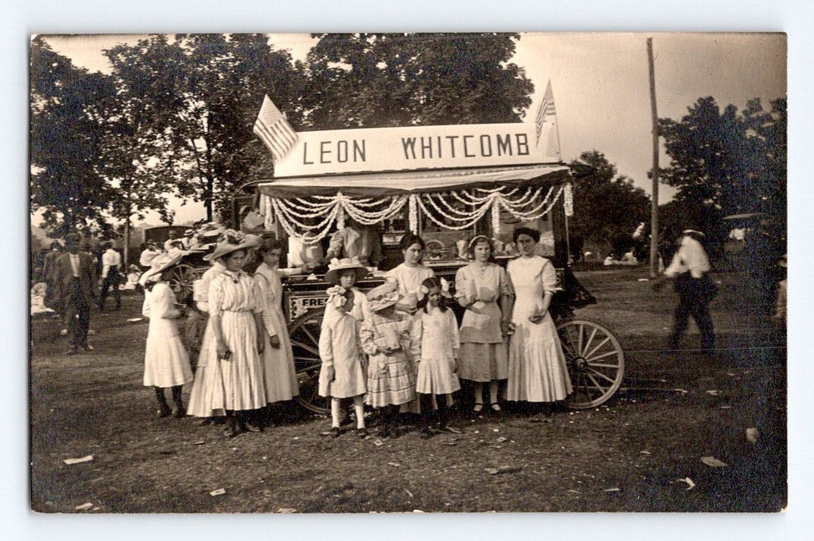 Popcorn Wagon Political Vote For Leon Whitcomb 1907 Real Photo Postcard