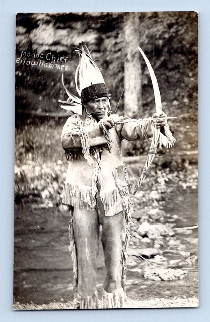 Modoc Chief Yellow Hammer Indian 1915 Real Photo Postcard