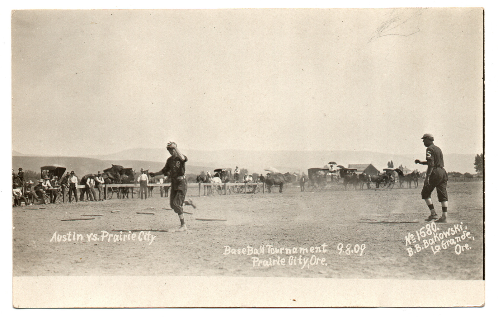 Prairie City VS Austin Oregon Baseball 1909 Real Photo Postcard