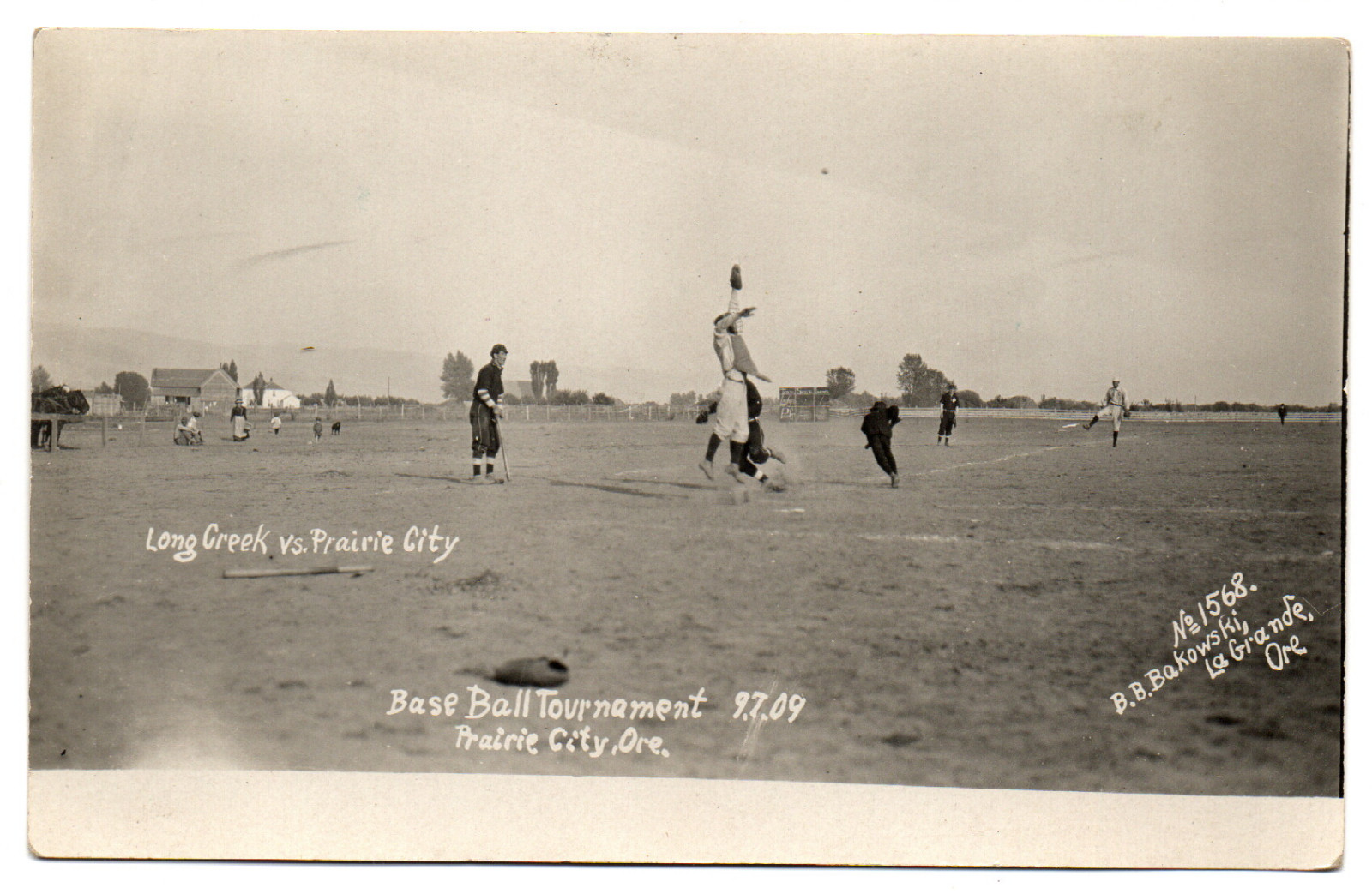 Prairie City And Long Creek Oregon Baseball With Bakowski 1909 Real Photo Postcard