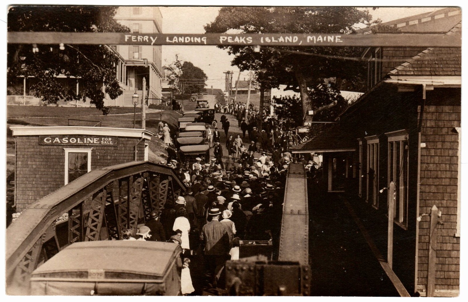 Peaks Island Portland Maine Busy Ferry Landing Real Photo Postcard