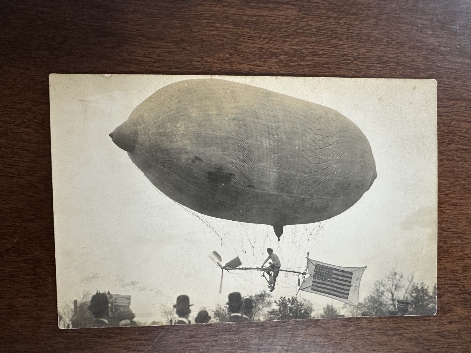 St. Louis Missouri Balloon Dirigible American Flag 1909 Real Photo Postcard