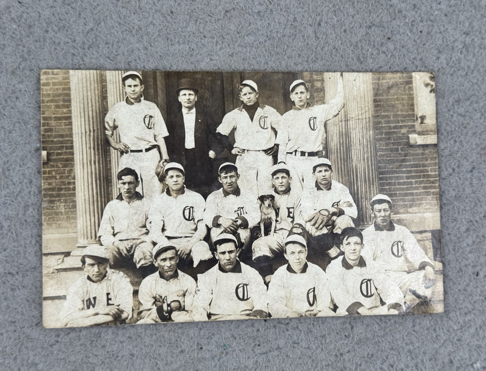 Baseball Team With Dog Real Photo Postcard