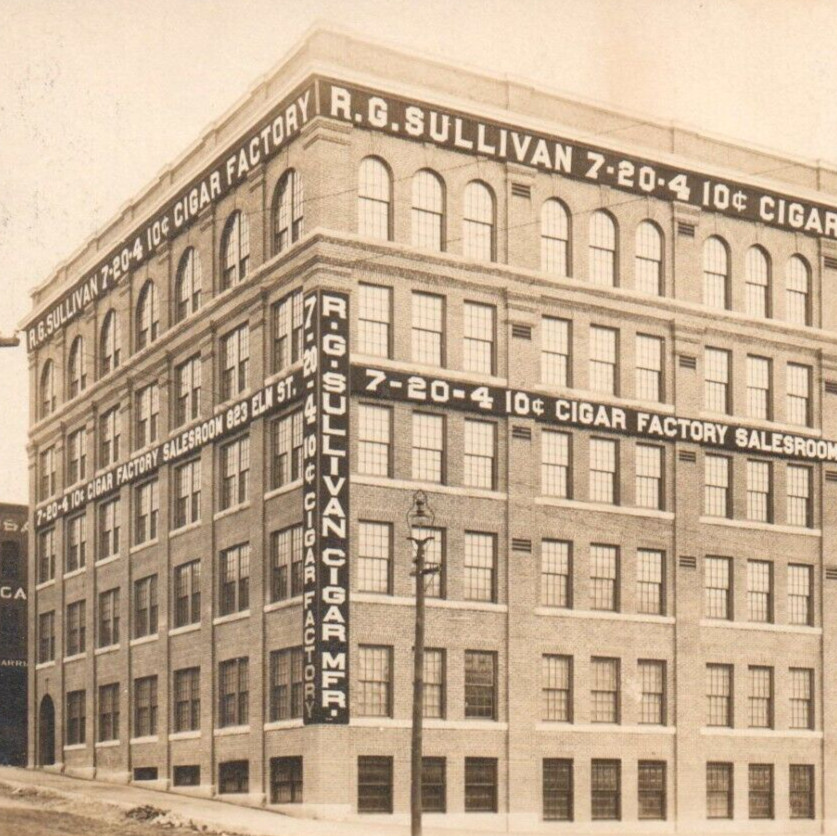 Manchester New Hampshire Hillsborough County R.G. Sullivan Cigar Factory Salesroom 1915 Real Photo Postcard