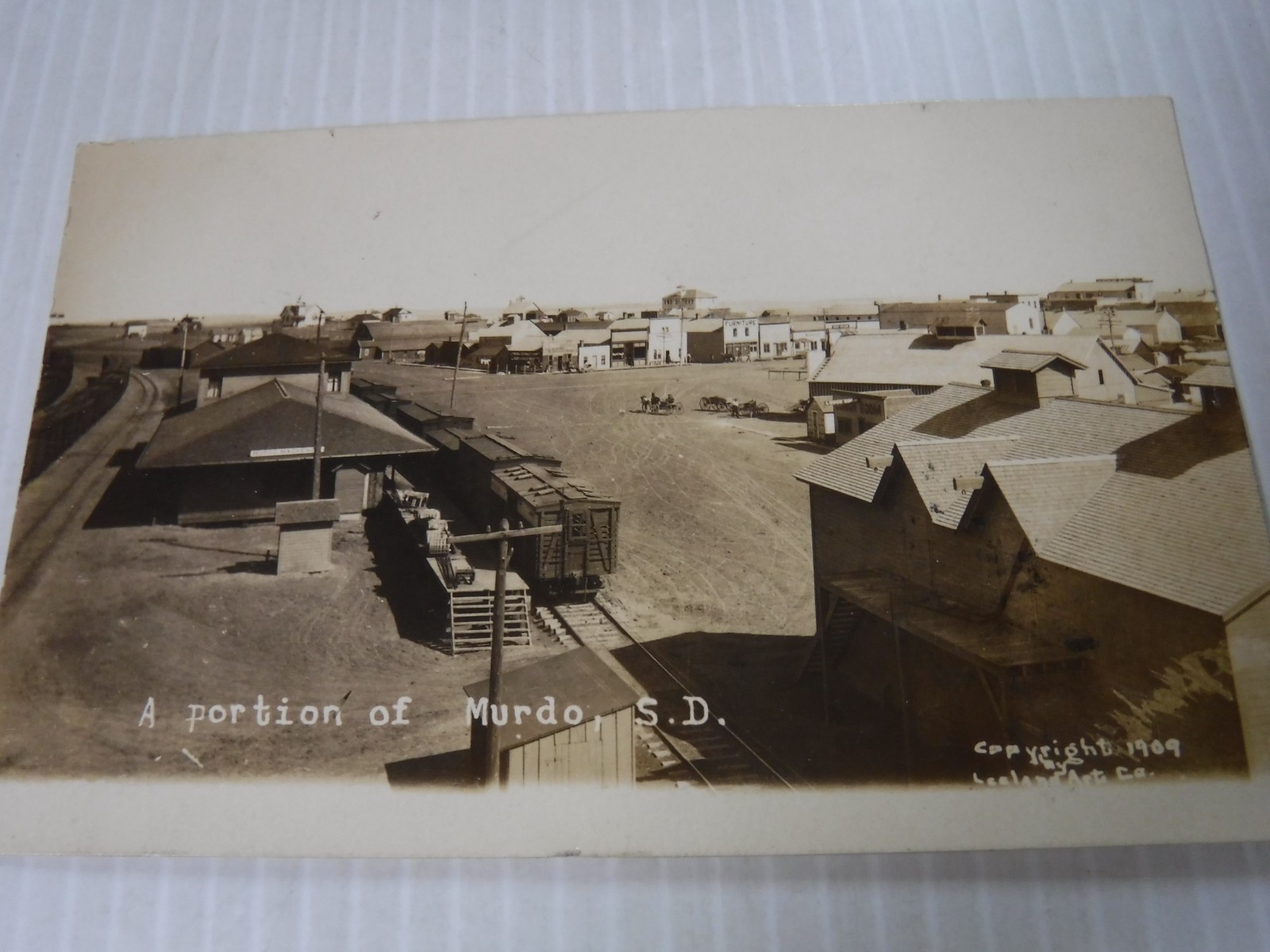 Murda South Dakota Jones County Railroad Depot Real Photo Postcard